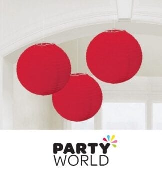 Paper Party Round Lanterns Apple Red 9inch (3)