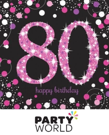 Pink Celebration 80th Birthday Lunch Napkins (16)