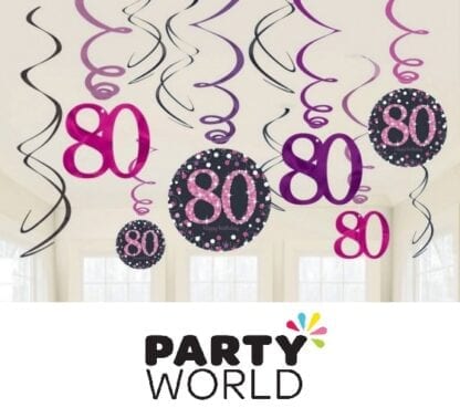 Pink Celebration 80th Birthday Swirl Decorations (12)