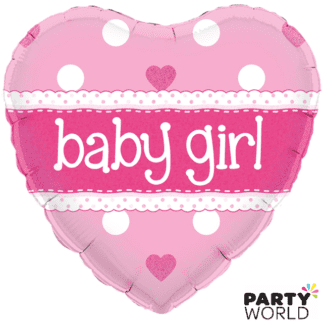 baby girl pink heart foil balloon