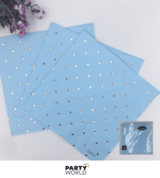 blue napkins with gold dots