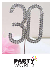 30th anniversary birthday cake topper diamante rhinestone