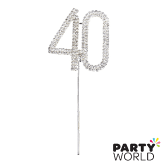 40th anniversary birthday cake topper diamante rhinestone