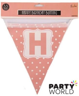 Coral Happy Birthday Party Bunting (3.5m)