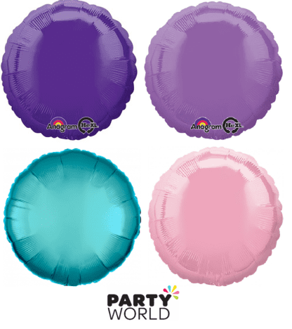round foil balloons pink purple teal