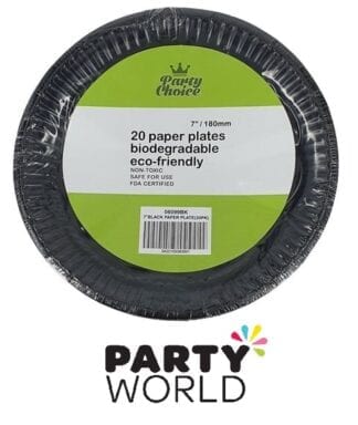Black Paper Party 7inch Eco Friendly Plates (20)