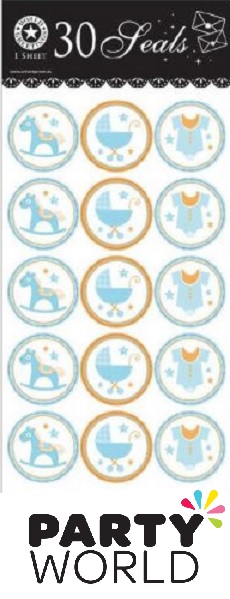 Boy Blue Baby Shower Party Stickers (30)