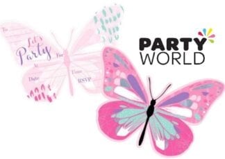 Butterfly Girls Party Shape Cut Invitations (8)