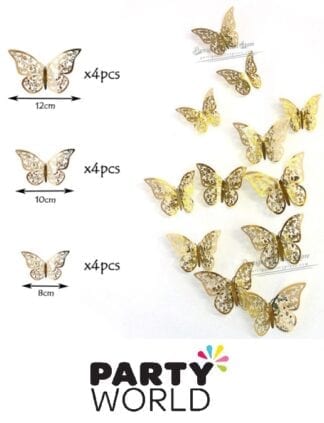 Butterfly Gold Foil Hollow Stickers (12)