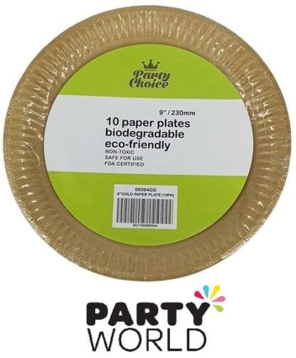 Gold Paper Party 9inch Eco Friendly Plates (10)