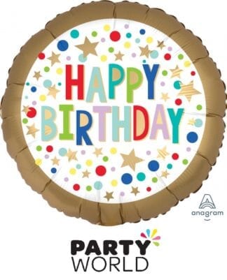 Happy Birthday Party Dots And Stars Foil Balloon