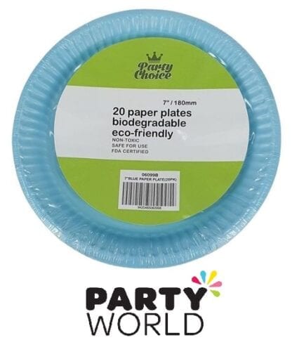 Light Blue Paper Party 7inch Eco Friendly Plates (20)