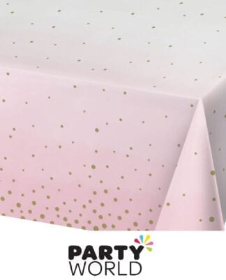 Pink With Gold Dots Rectangular Paper Tablecover