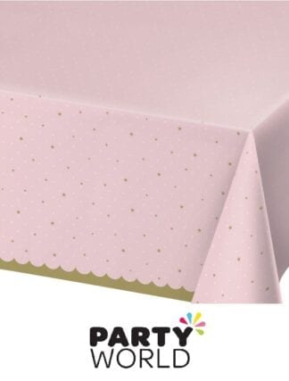 Pink With Stars And Dots Rectangular Plastic Tablecover