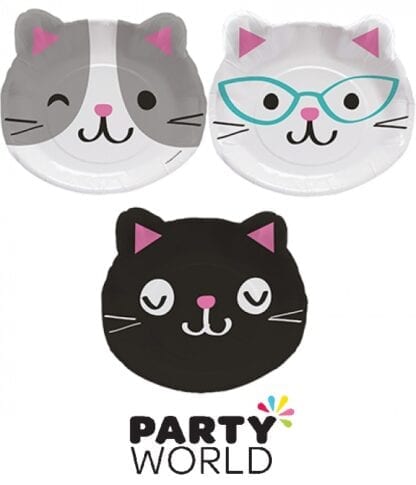 Purr-Fect Cat Party Shaped Plates 9inch (8)