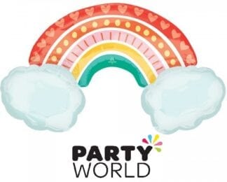 Retro Rainbow And Cloud Party Foil Large Balloon