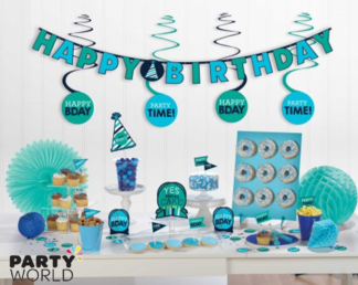 blue & green birthday room decorating kit