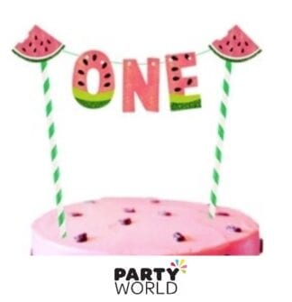 one watermelon cupcake topper