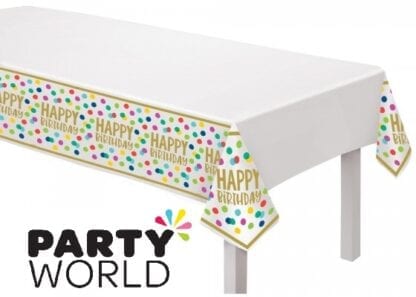 Happy Dots Birthday Party Plastic Tablecover