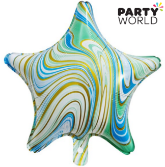 marble blue star shaped foil balloon party shop nz