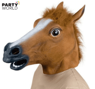 rubber horse mask latex brown horse head