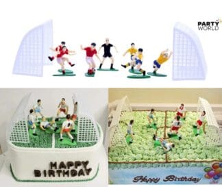 soccer players and goals set cake topper