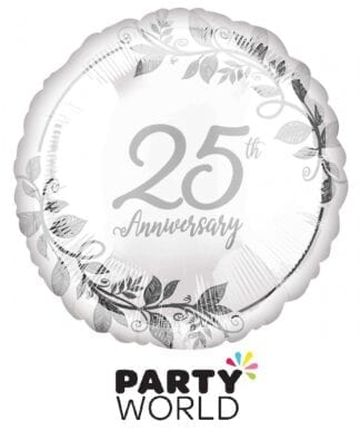 25th Anniversary Silver Round Foil Balloon
