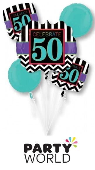 50th Birthday Assorted Foil Balloon Bouquet