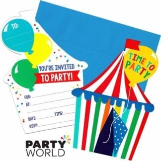 Circus Tent Party Shape Cut Invitations (8pk)