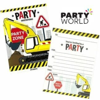 Construction Party Zone Invitations Pad (20 sheets)
