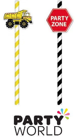 Construction Party Zone Paper Straws (20pk)