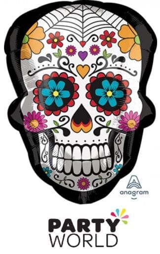 Day of the Dead Party Skull Supershape Foil Balloon
