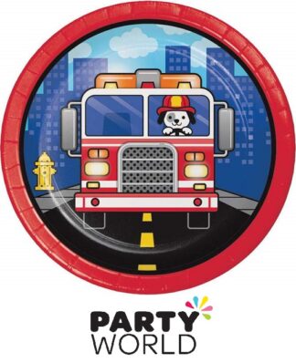 Fire Engine Party Round 7inch Paper Plates (8pk)
