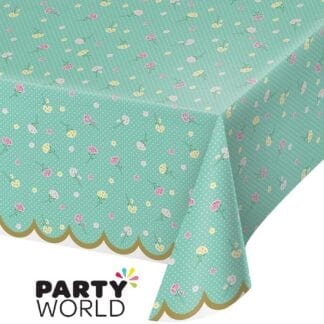 Floral Tea Party Plastic Tablecover