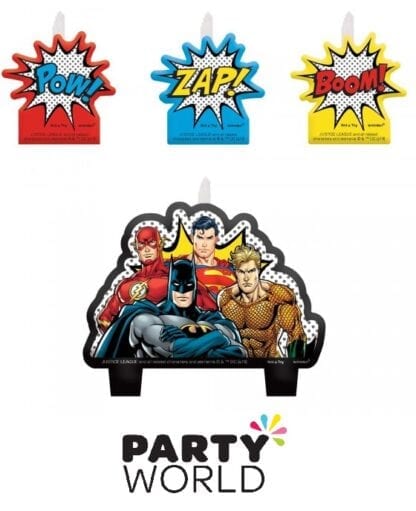 Justice League Heroes Unite Birthday Candle Set (4pcs)