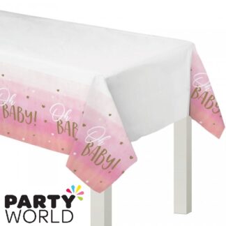Oh Baby Girl Baby Shower Plastic Tablecover 137 x 259cm