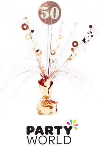 Rose Gold 50th Birthday Foil Spray Balloon Weight Decoration