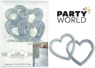 Silver Hearts Entwined Cake Decorations (12)