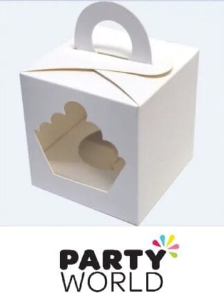 White Single Cupcake Box With Handle