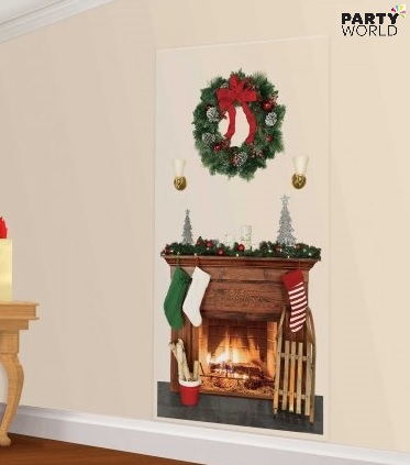 christmas banner scene setter fireplace