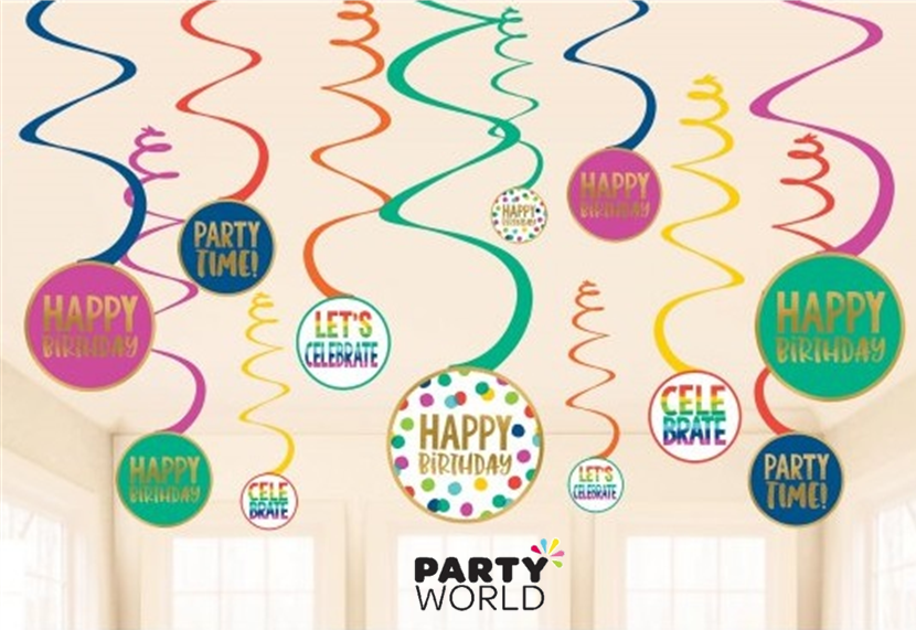 Multicolor Hanging Swirl Party Decorations, Spiral Streamers