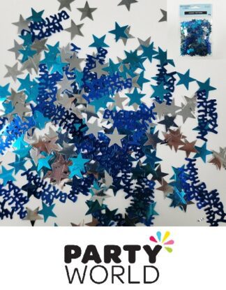 Blue Happy Birthday With Blue And Silver Stars Confetti (40g)