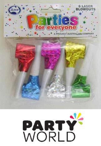 Coloured Assorted Laser Foil Party Blowouts (6)
