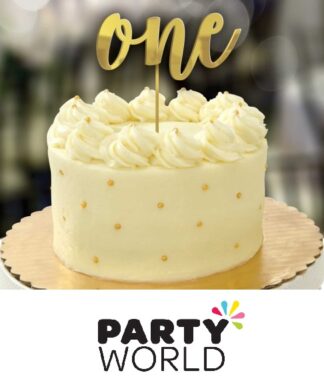 One Birthday Gold Plastic Cake Topper