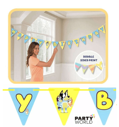 bluey party banner bunting happy birthday sign