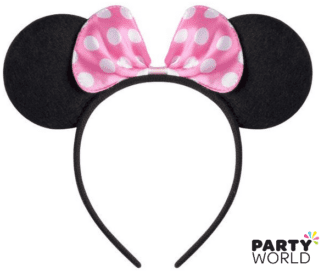 minnie mouse ears & pink bow headband