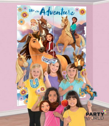 spirit riding free backdrop with photo props