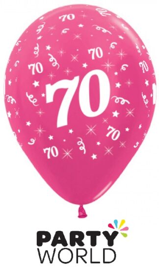 70 Metallic Fuschia Latex Balloons (6)