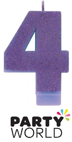 Birthday Purple Glitter Candle Number 4