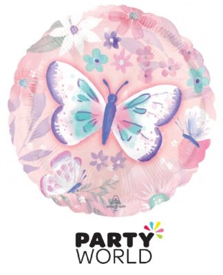 Butterfly Party Flutters Round Foil Balloon